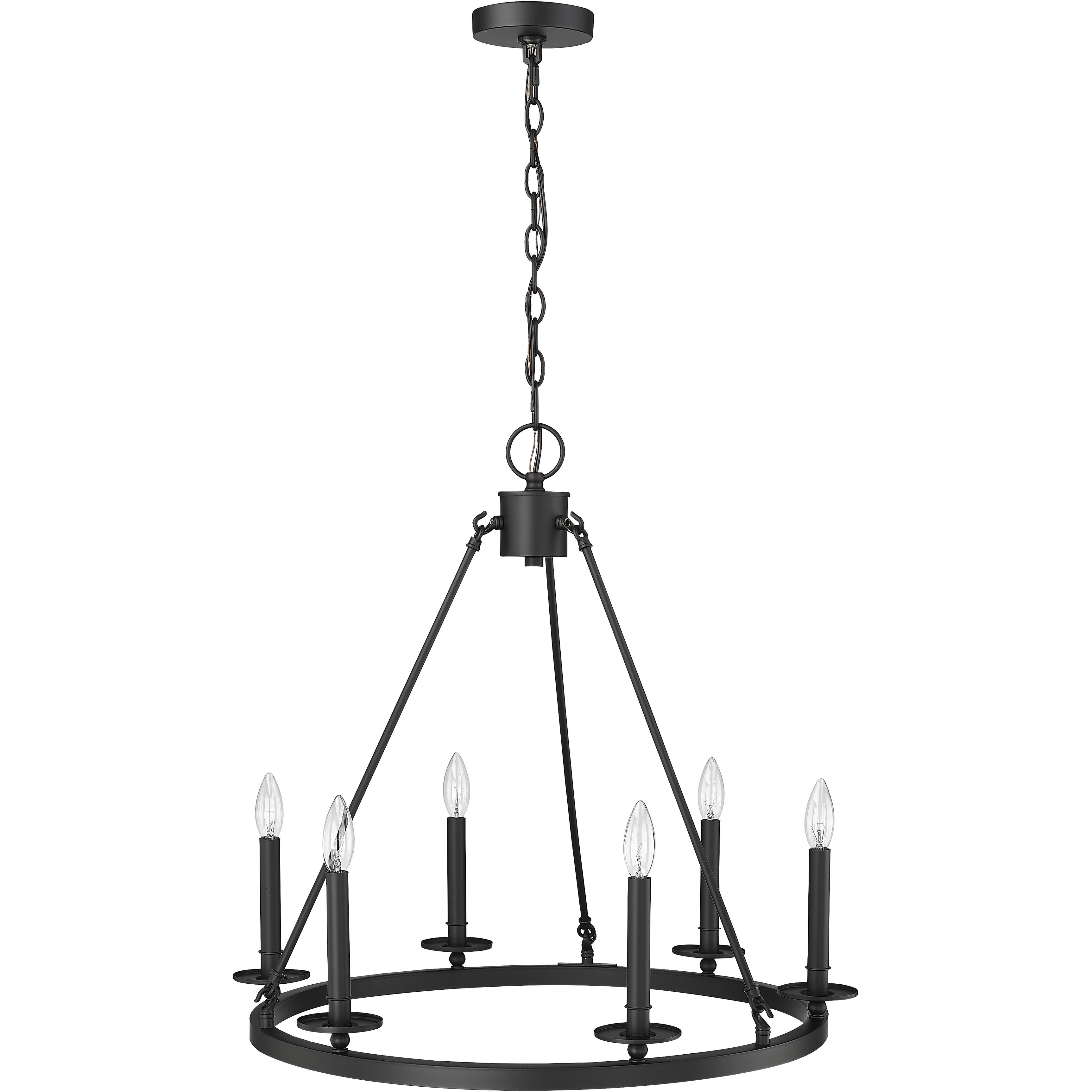 Florence 6 Light 26 inch Matte Black Chandelier Ceiling Light